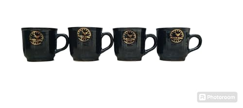 Image of Ceramic Leaf Tray Cup Set | 4 Black Cup Set