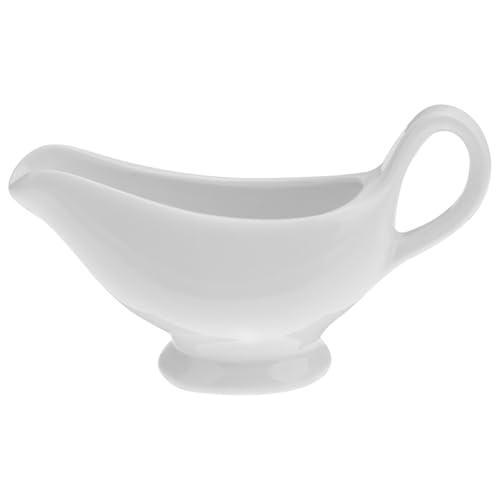 Image of UKCOCO Ceramic Gravy Boat Sauce Container 5.98X2.12X3.34In Porcelain Seasoning Condiment Server with Ergonomic Handle for Home Kitchen Dining and Parties