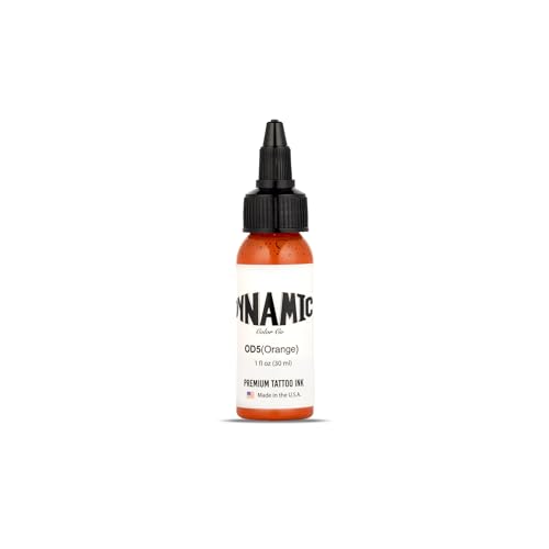 Image of Dynamic Color Orange Tattoo Ink, Made in USA Since 1990, 1 oz | Sterilized and lot-numbered for full traceability; established American brand trusted by artists worldwide