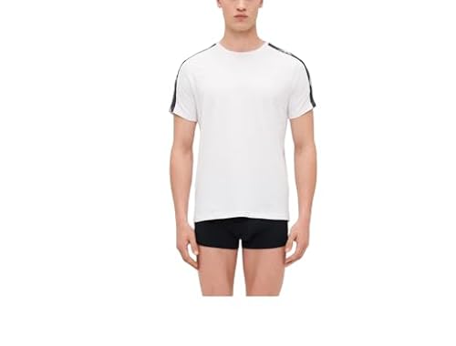 EMPORIO ARMANI Camiseta de manga S con logotipo texturizado para hombre, color azul, talla L, Armani Blu, L