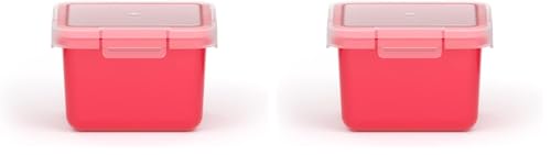 Valira Porta alimentos - Contenedor hermético de 0,4 L hecho en España, color frambuesa (Paquete de 2)
