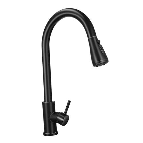 Robinet de cuisine avec douchette extractible 360° mitigeur noir mat double commande durable - 3
