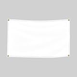 BannerBuzz Vinyl Banner, White Blank Banner, PVC Flex, 11 oz, Hemmed Edges with Grommets, Single Sid