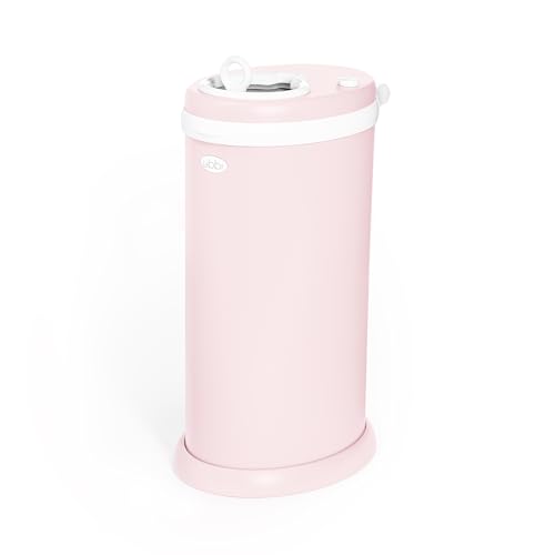 Ubbi Stainless Steel Nappy Bin, Odour Locking, No Special Bag Required, Award-Winning Diaper Pail, Cassette Free Disposal System, Blush Pink