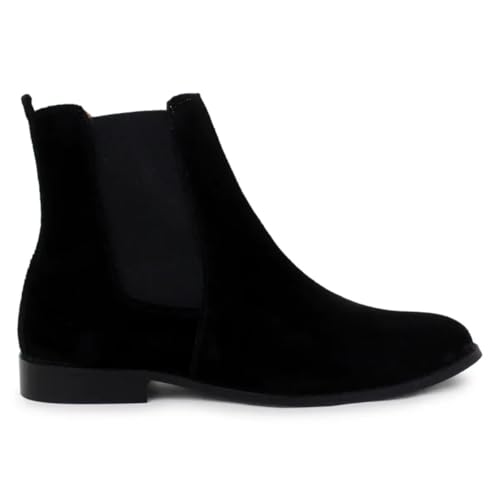 Image of LOZANO Suede Leather Chelsea Boots for Men | High Ankle Boots, Soft Cushioned Insole, Slip-Resistance, Arch Support & Shock Absorption