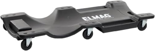 ELMAG Rollbrett Werkstatt 104 x 49 x 9 cm Rollbrett als Montagerollbrett mit ergonomischem Design gepolsterter Kopfstütze und Rollen Werkstattliege mit Werkzeugablage Bis 150 kg belastbar
