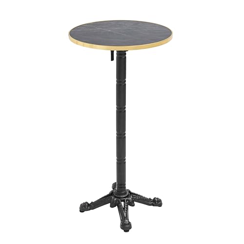 Oviala Mesa alta redonda 60 cm reclinable Bandeja mármol negro/dorado y negro
