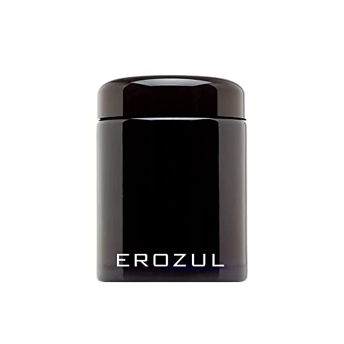 Erozul 100 ml (1/4 oz) Screw Top Airtight Wide Mouth Ultraviolet Glass Jar with High UV Protection