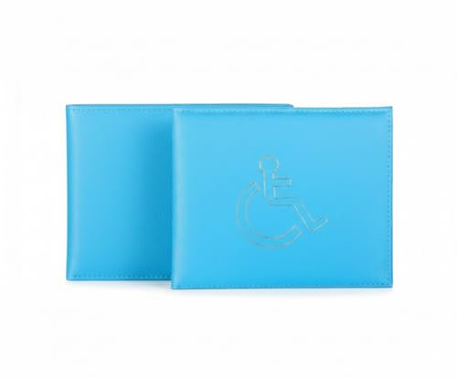 ORCHIDS Premium Blue PU Leather Disabled Parking Badge Holder for Cars (Light Blue)