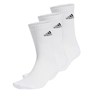 adidas Unisex Cushioned Crew Socks 3 Pairs, White / Black, 6.5-8