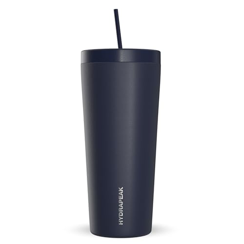 Hydrapeak Traveler 25oz Insulated Tumbler, Stainless Steel Travel Coffee Mug, Double Wall Vacuum Insulation, Tumbler with Lid and Straw, Water Bottle with Straw, Insulated Tumblers, Water Cup, Navy