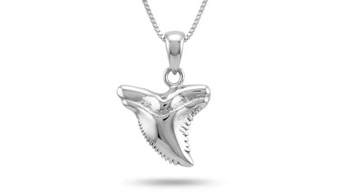 Jewelry Trends Sterling Silver Shark Tooth Pendant Necklace 18"