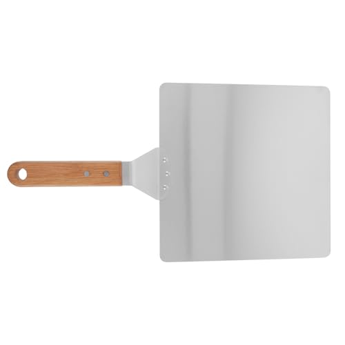 ELEOUTI 1pieza Pala para Pizza de Acero Inoxidable para Horno Barbacoa y Cocina Diseño Ergonómico Fácil de Almacenar Mango de Madera y Color Plata
