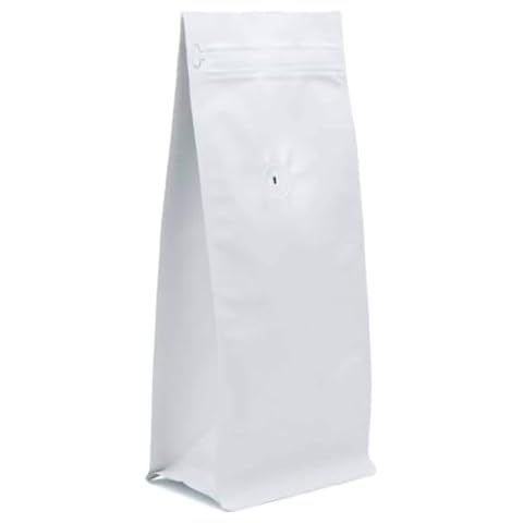 AwePackage 16 oz Box Pouch Pull Zipper Coffee Bag with Valve in Matte White (20 Pack) Cover
