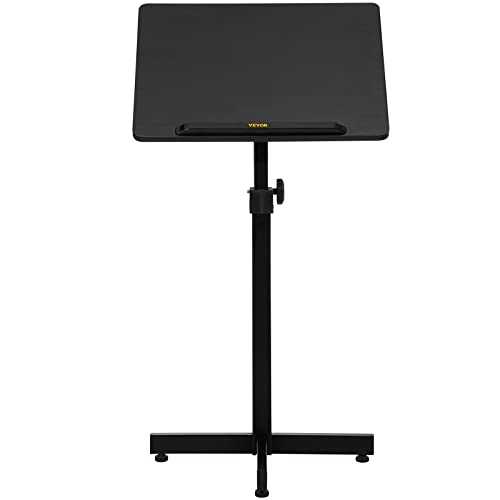 Vevor Lectern Podium Stand, Height Adjustable Laptop Table, Portable Presentation Standing For Classroom, Office, Church, Tilting Desktop With Edge Stopper, Black #TOP7