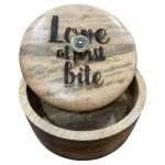 Image of Ethnic Handcrafted Carved Wooden Chapati Box for Kitchen /Hot Pot Roti Box Casserole /Roti Dabba with Lid