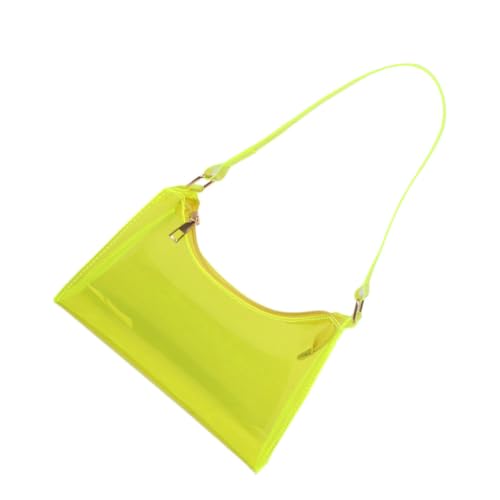 Image of Homoyoyo Yellow Pvc Summer Jelly Bag Creative Simple Design, Lightweight Portable Handbag Not Easy to Wear or Fade, for School and Shopping Use