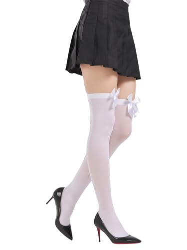 Image of SOUTHRO Thigh High Stockings & Fishnet Tights with Bow, Cute Kawaii Socks | Soft Nylon, Velvet & Satin Bow Styles; Thigh High, Knee High or Footed Tights; for Coquette, Halloween, Cosplay & Date