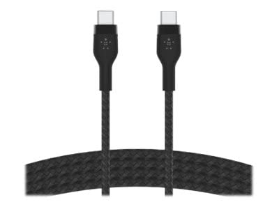 Belkin MacBookPro, iPadPro, GalaxyS22, Ultra, Plus - Siyah gibi cihazlar için Power Delivery PD ile hızlı şarj için BoostChargePro Flex Örgülü USB-C - USB-C Kablosu 1m USB-IF Onaylı
