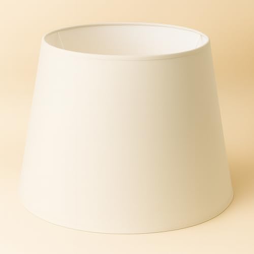 40 cm Lampenschirm, Baumwollstoff mit weißer PVC-Rückseite, handgefertigtes Produkt, für Tischlampe, Stehlampe (Elfenbein)