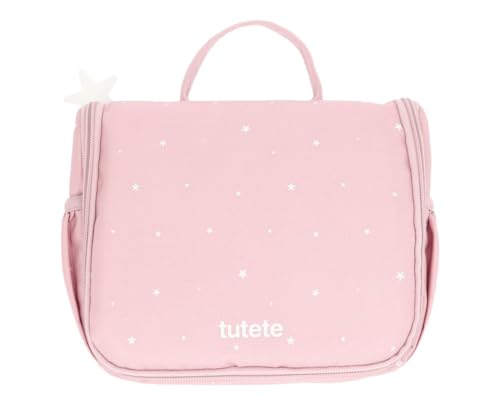 Tutete Neceser multifuncional | Estuche de viaje impermeable unisex | Bolsa grande organizador de cosméticos y maquillaje con gancho y espejo, rosa