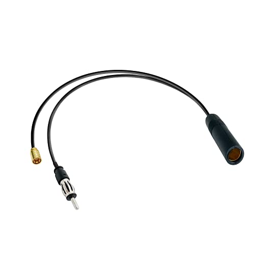 Vecys DAB Splitter Adapter Autoradio Antennensplitterkabel SMB DIN Stecker an ISO Buchsenkabel RG174 15.75 Zoll 40 cm für AM/FM DAB Autoradio Antenne