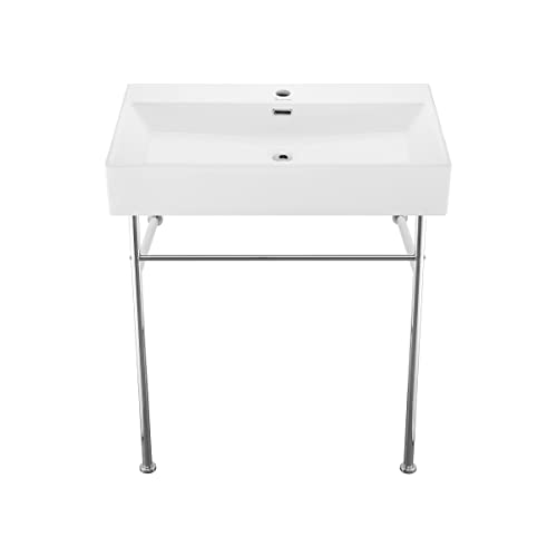 Swiss Madison Well Made Forever SM-CS712, Claire 30" Ceramic Console Sink In Glossy White Basin