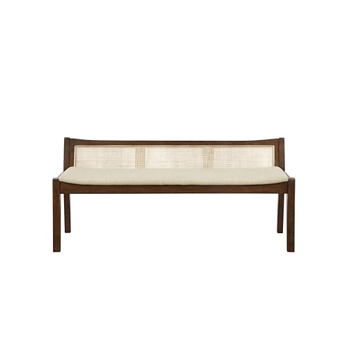 Powell Kasi Brown and Natural Rattan Cane Low Back Wooden Accent Bench by Powell - Used condition - Image 2