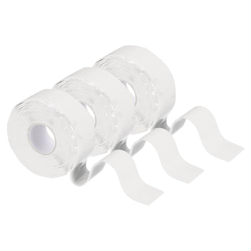 Image of uxcell 3 Pcs Self Fusing Silicone Tape, 1 inch x 10ft Waterproof Water Leak Sealing Tape for Plumbing Pipe Hose Repair Handles, White (0.5mm Thick)