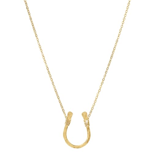 Itty Bitty Horseshoe Necklace for Women 3-Year Color Guarantee Waterproof Non-Tarnish Hypoallergenic Gold PVD Coated Layering Necklace Perfect for Beach Weddings Gift 14-16 Adjustable