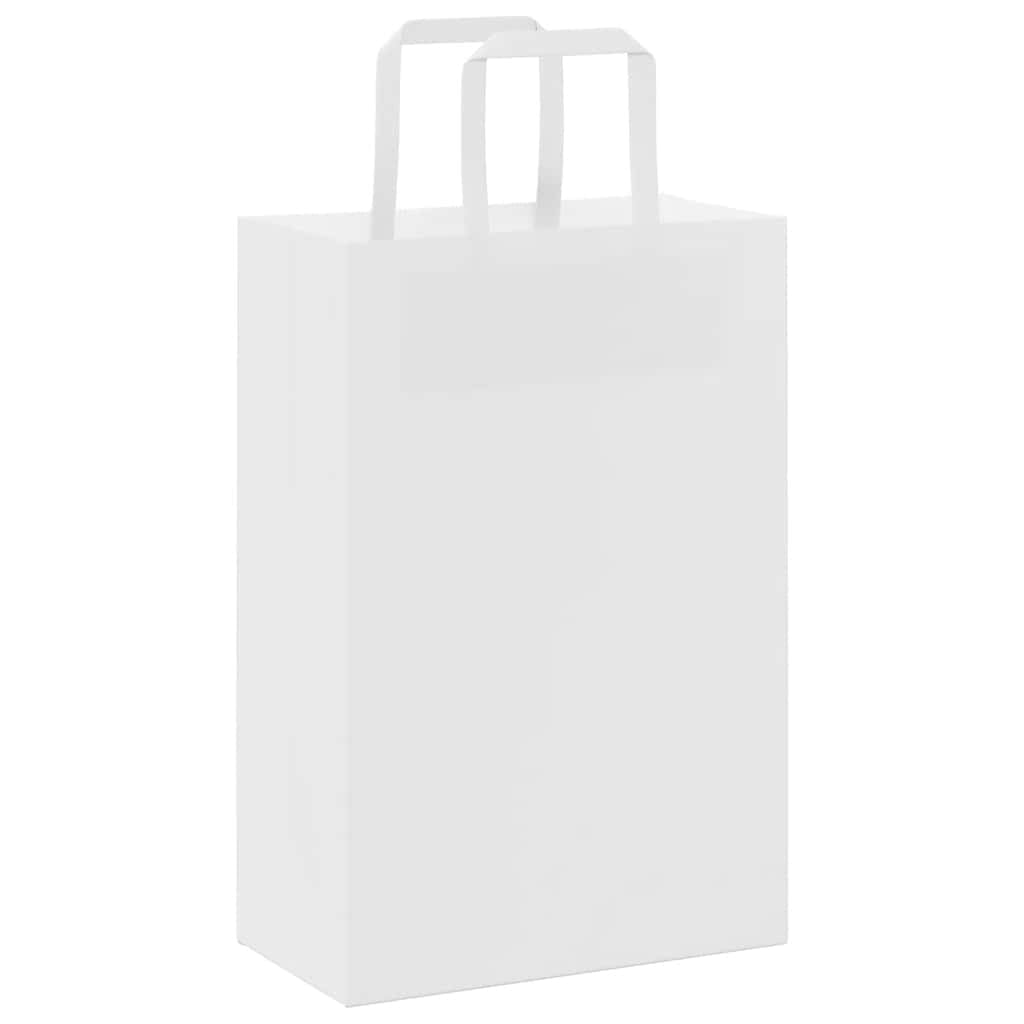Papierowe torebki z papieru typu kraft, białe, 21 x 11 x 31 cm, z papierowymi uchwytami linowymi, 250 sztuk, torba do przenoszenia, opakowanie na prezent na imprezę, uroczystości, urodziny