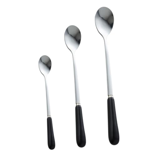 NAMOARLY 3pcs Stainless Stirring Spoons Long Handle Mixing Spoons for Home Bar Restaurant