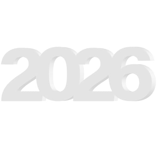 2026 Sign Gradutaion Decorations 2026 Senior Photo Booth Props Grad Centerpieces for Table Decor Number 2026 Letter Sign for Grad Party Supplies 2026 New Year Wedding Decor - White