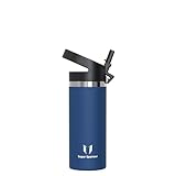 Super Sparrow Botella de Agua Acero Inoxidable - Botella Agua niños Boca Ancha con Paja 500ml - Sin BPA, para Gimnasio, Deporte, Oficina, Yoga, Ciclismo