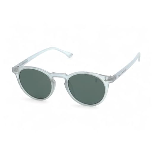 Óculos de Sol Unissex Redondo Polo London Club, Lente Proteção 100% UV + Case e flanela. OM50134 branco.