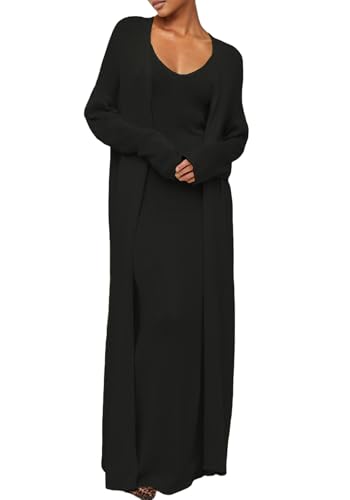 Tcremisa Women's Fall 2 Piece Outfits Knit Long Sleeve Cardigan