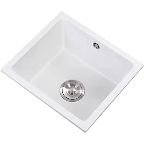 Évier de cuisine carré en quartz blanc 43x43 cm pour petit espace