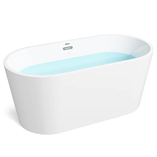 FerdY Shangri-La 55" Acrylic Freestanding Bathtub, Classic Oval Shape Soaking Bathtub with Toe-Tap Chrome Drain and Classic Slotted Overflow Included, Modern White, cUPC Certified FerdY Shangri-La 55" Acrylic Freestanding Bathtub, Classic Oval Shape Soaking Bathtub with Toe-Tap Chrome Drain and Classic Slotted Overflow Included, Modern White, cUPC Certified