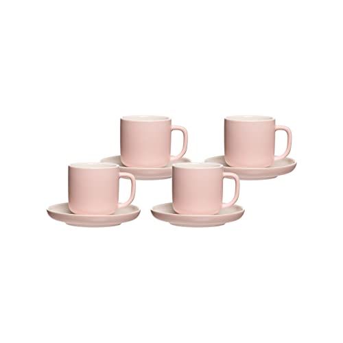 Ritzenhoff & Breker Set da caffè Jasper, 8 pezzi, rosé, tazzine da caffè da 100 ml e piattini ø 10,5 cm, servizio stoviglie con tocco morbido e smalto opaco, lavabile in lavastoviglie