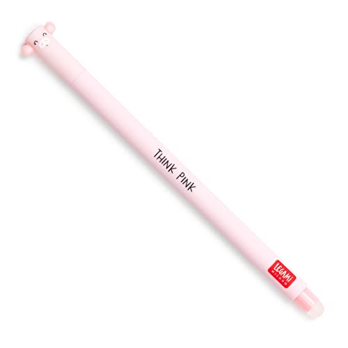Legami - Bolígrafo Borrable Piggy En Oferta Legami Bolígrafo De Gel Borrable, Esfera En Un Extremo Para Borrar La Tinta Sin Estropear La Hoja, Tinta Rosa Termosensible, Punta De 0,7 Mm De Diámetro, Tema De Cerdito.