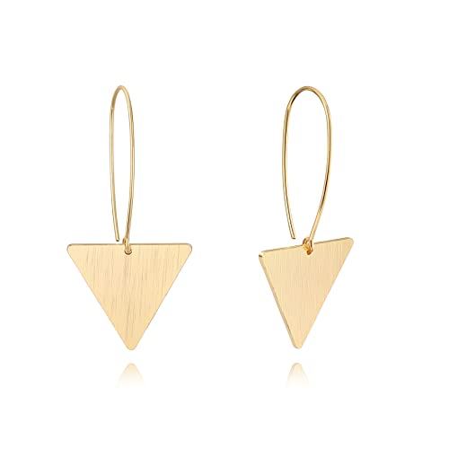 Boho Triangle Dangle Drop Earrings Long Geometric Flat Brush Hanging Earrings 18K Gold Statement Jewelry Gifts For Women #TOP5