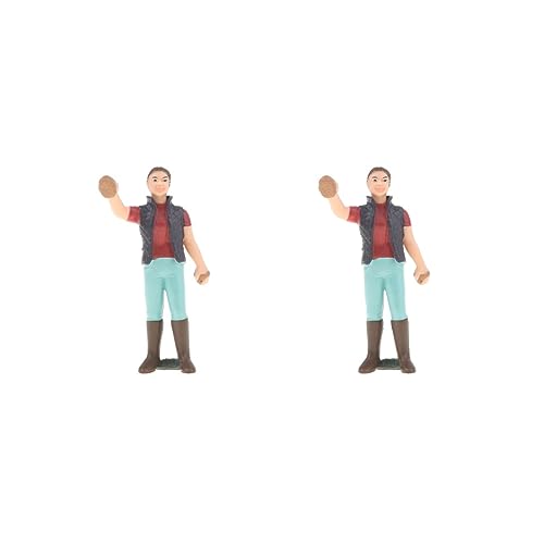 Lot de 2 figurines de simulation de personnages paysans, jouets de ranch