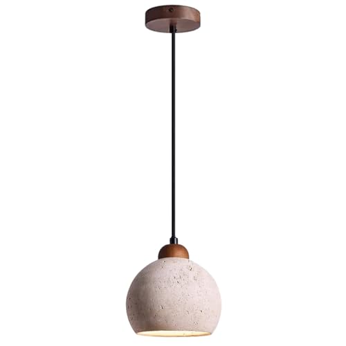 Lustre en bois de travertin et pierre naturelle haut de gamme pour îlot de cuisine