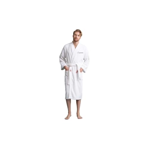 Image of Men's Turkish Terry Kimono Style Bathrobe - 100% Cotton Robe for Men - Comfortable & Absorbent - Soft & Cozy Wear