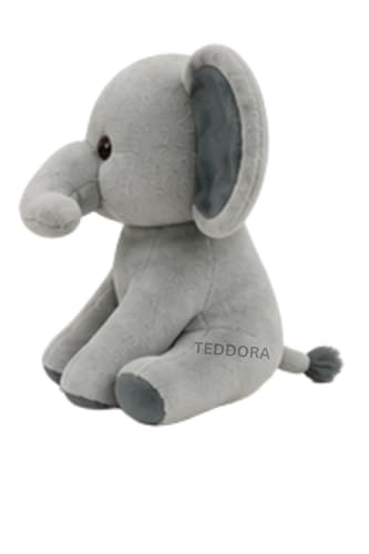 Image of Sitting Elephant Soft Toy for Girls Boys Kids,Grey,Elehant Animal Plush Stuffed Baby Teddy Gift Birthday, 23cm