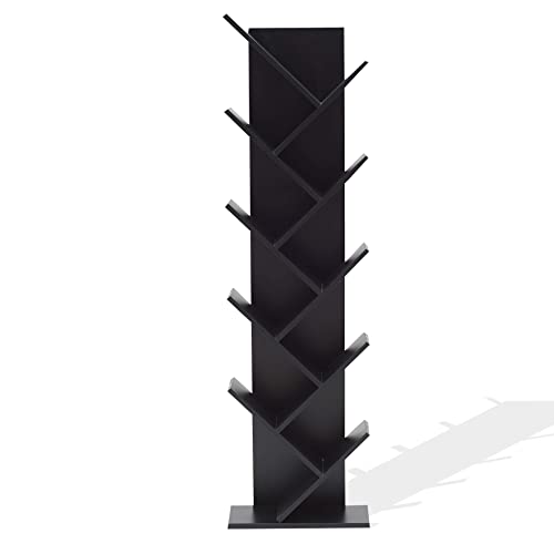 Rebecca Mobili Bibliotheque Noir, Etagere a Livres Design Moderne, 10 Niveaux, Bois MDF, Chambre Salon - Dimensions: 160 x 44,5 x 22 cm (HxLxL) - Art. RE4654