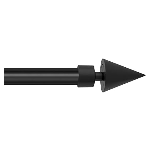 Deco Window Black Arrow Curtain Rods for Windows & Doors 36 to 66 Inch Adjustable Long Drapery Rods with Arrow Finials & Brackets Set, 3/4 Inch Cover