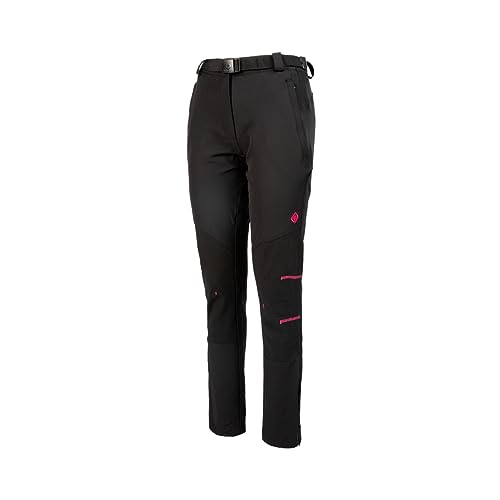 Izas - Pantalón de Montaña de Mujer - Pantalón Trekking de Invierno Slim Fit - Impermeable con Bolsillos de Cremallera y Rodillas Preformadas - Secado Rápido - Aletch Negro y Fucsia - M