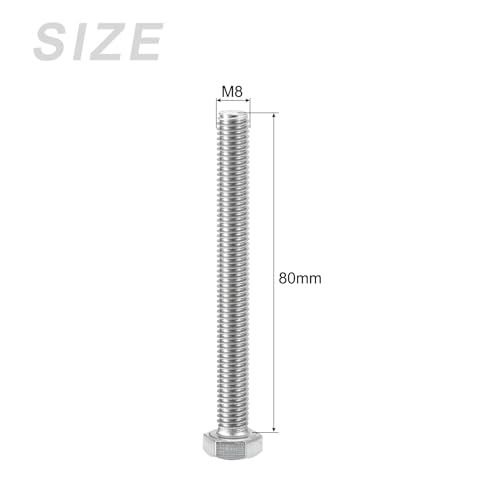 Image of METALLIXITY Hex Head Screws Bolts, Nuts, Flat & Lock Washers Kits (M8-1.25x80mm) 6 Set, Stainless Steel Fully Threaded Machine Screws Bolt Set - for Home Appliance Equipment