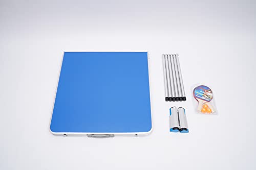 TIXBYGO Tischtennisplatte mit Netz 2 Schlägern und 3 Bälle Tischtennistisch klappbar Tragbarer Ping Pong Tisch aus MDF-Platte Tischtennis Platte mit Griff Campingtisch Metallrahmen 152x76x76cm – Bild 5